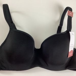 Cacique Lightly Lined Wire Balconette Bra Size 32B Black Nylon NWT New